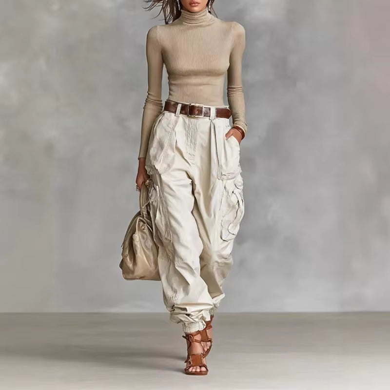 Yüksek Bel Kargo Chino Pantolon: Rahat Stil ve Modern Konfor