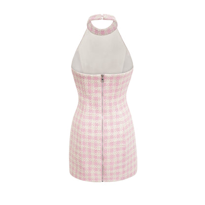 Capucine İncili Mini Elbise Pembe
