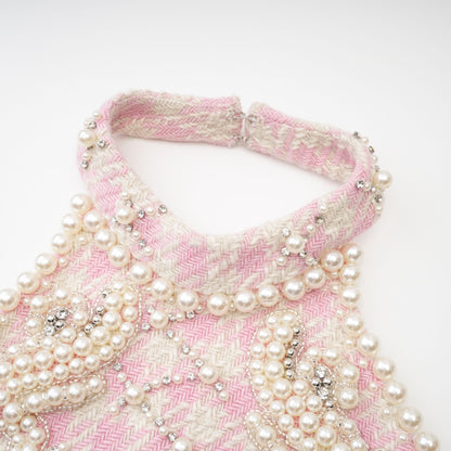 Capucine İncili Mini Elbise Pembe