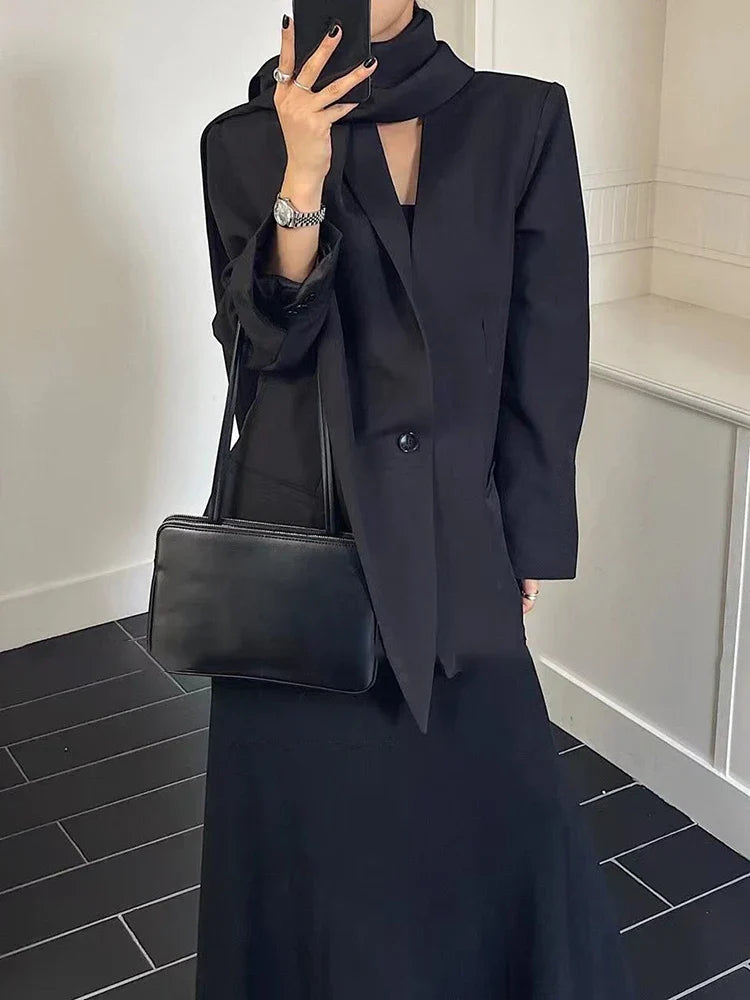 Kadınlar İçin Katı Patchwork Blazer