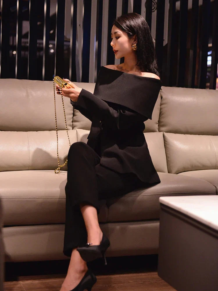 Kadınlar İçin Şık Düşük Omuz Blazer