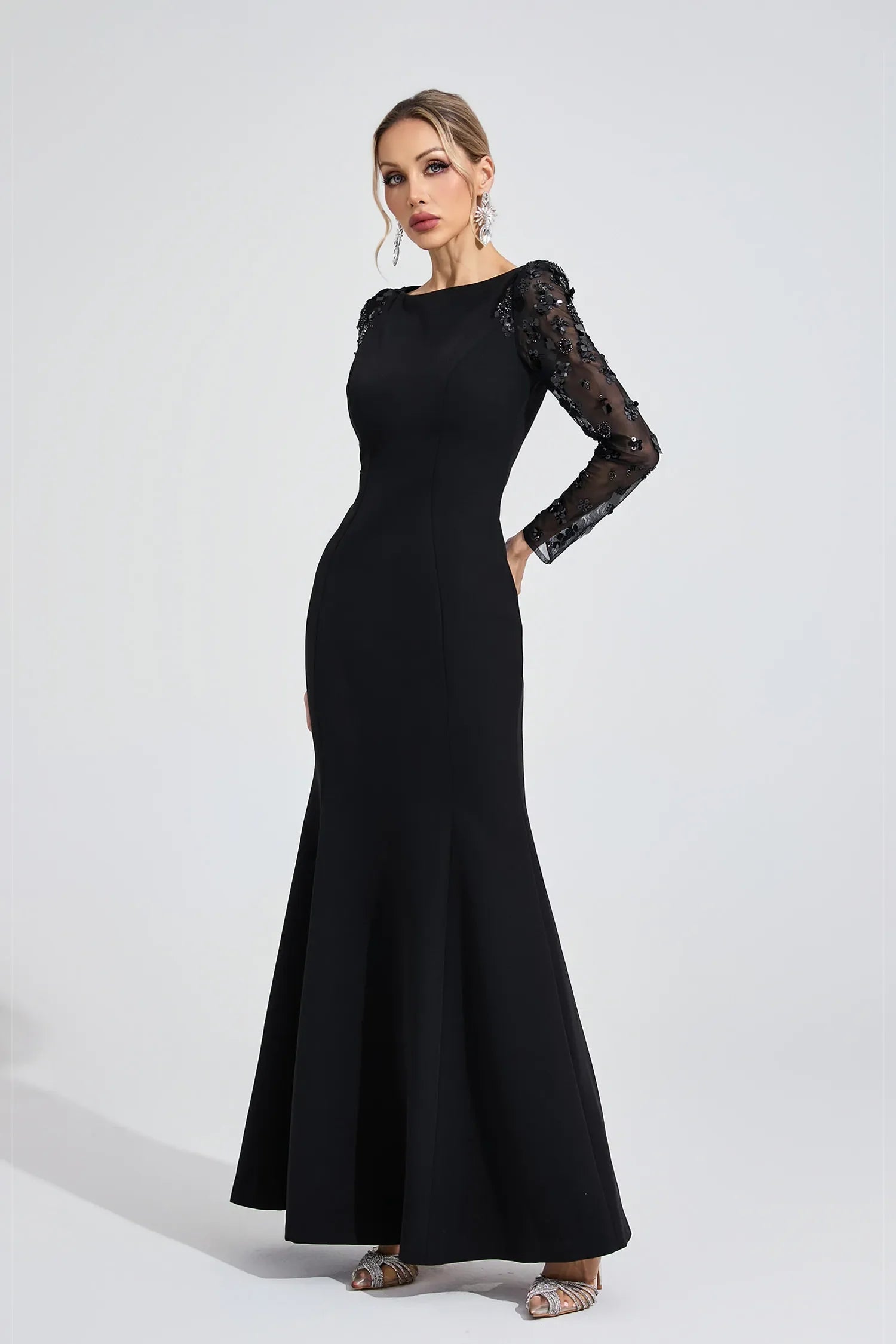 Loretta Siyah Elmas Maxi Elbise
