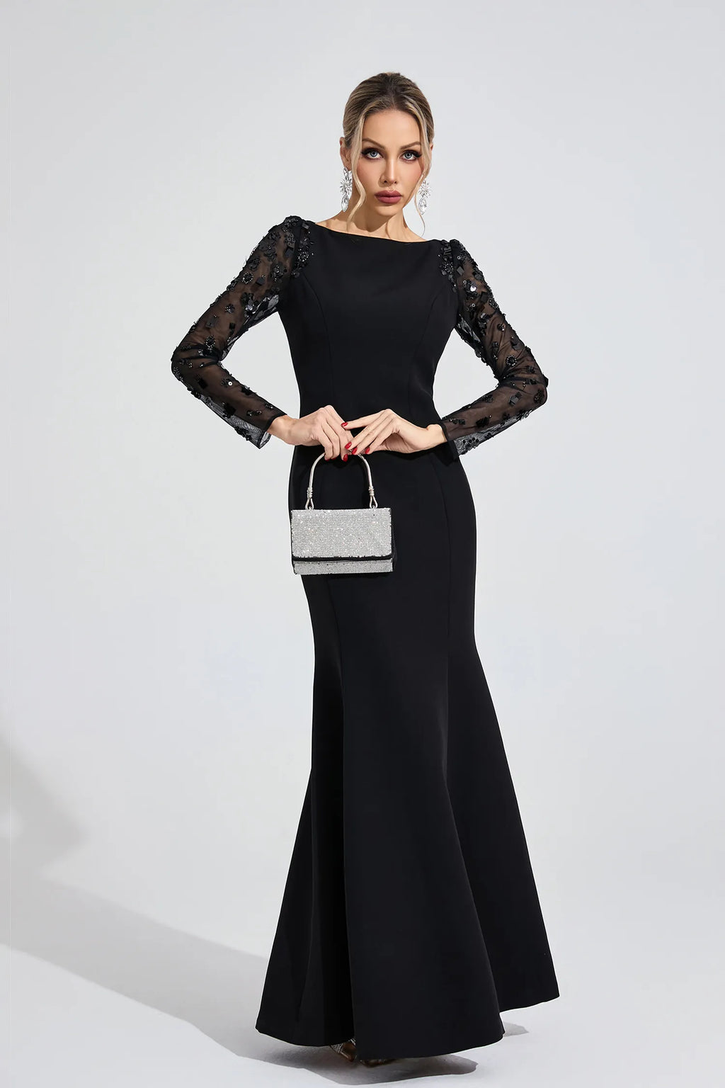 Loretta Siyah Elmas Maxi Elbise