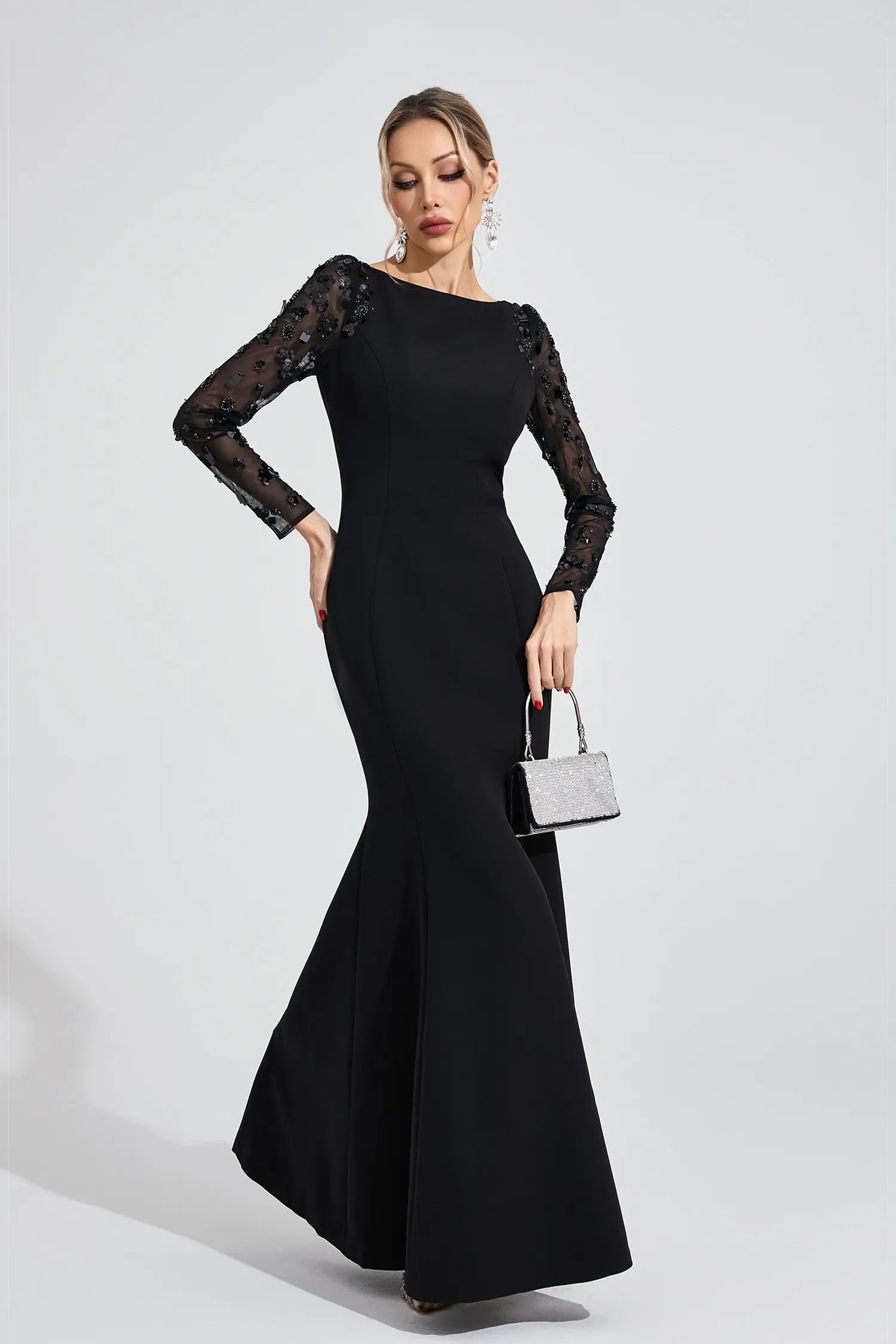 Loretta Siyah Elmas Maxi Elbise