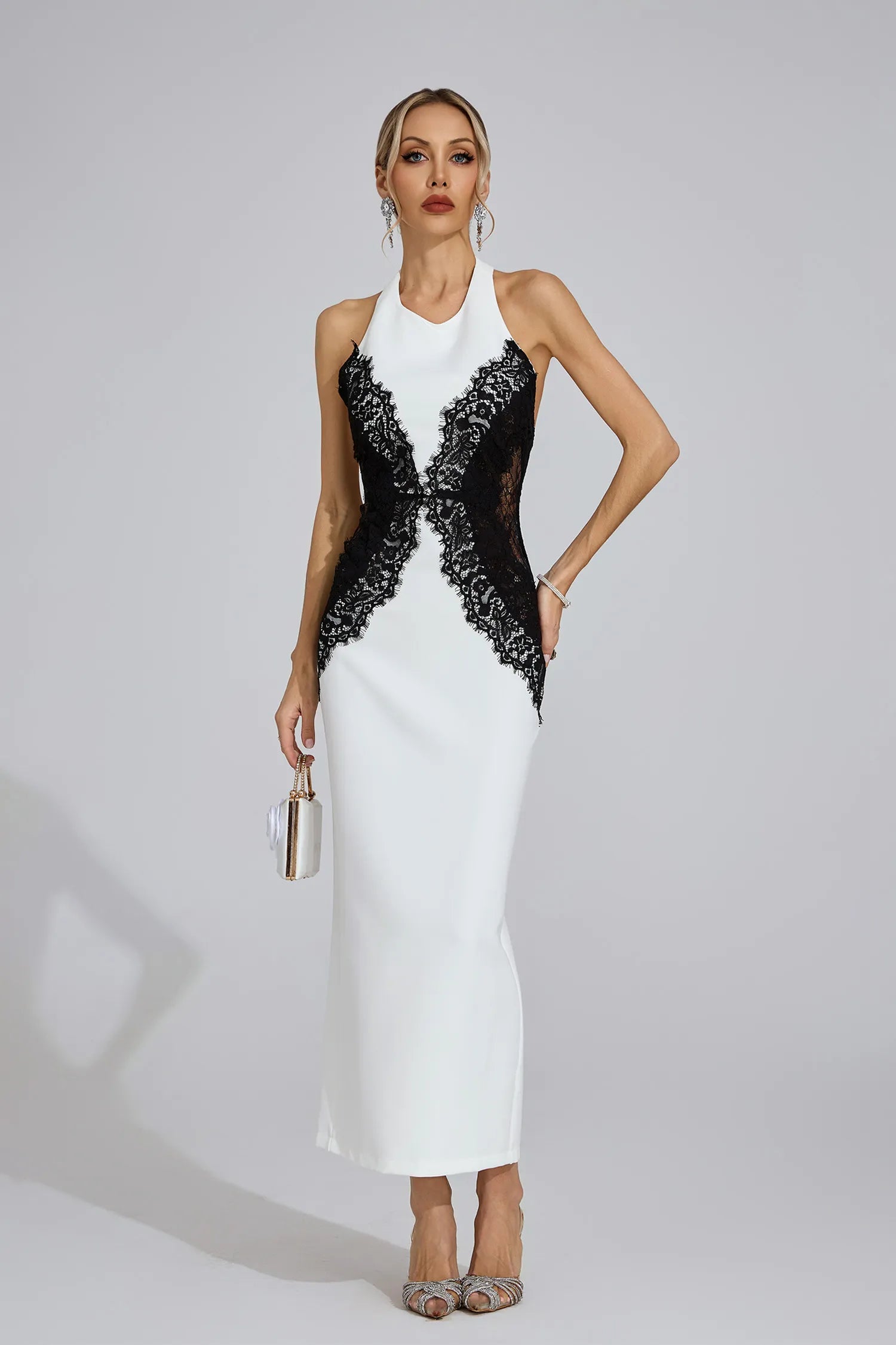 Arvessa Beyaz Halter Maxi Elbise