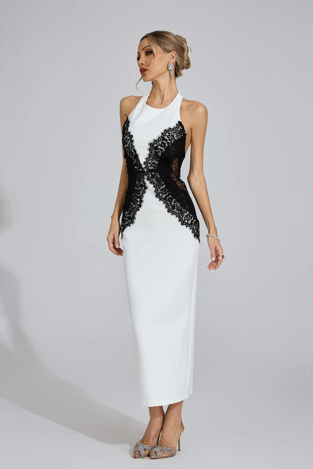 Arvessa Beyaz Halter Maxi Elbise
