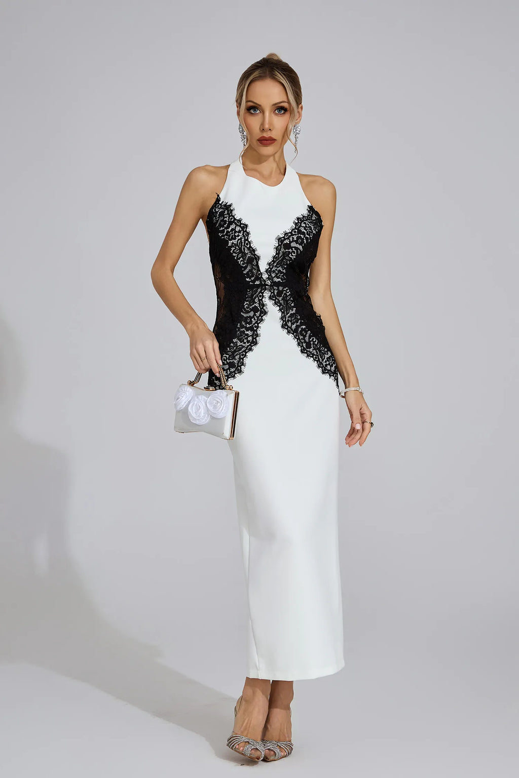 Arvessa Beyaz Halter Maxi Elbise