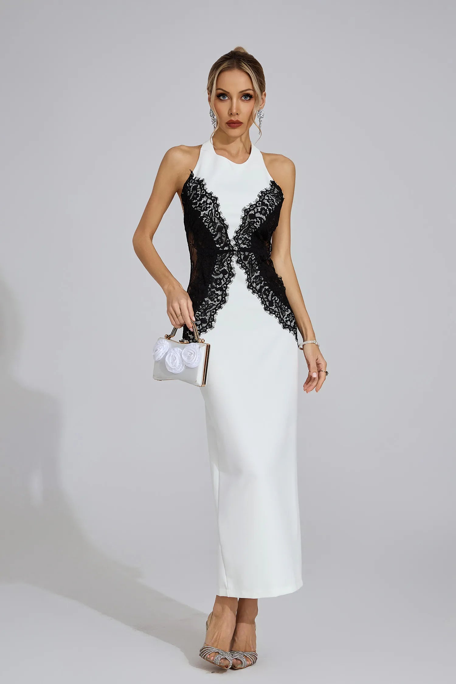 Arvessa Beyaz Halter Maxi Elbise