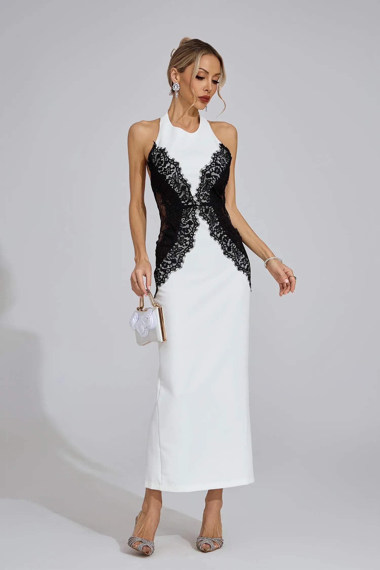 Arvessa Beyaz Halter Maxi Elbise