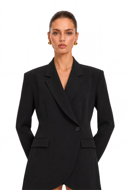 Seyran Yapısal Blazer Mini Elbise Siyah