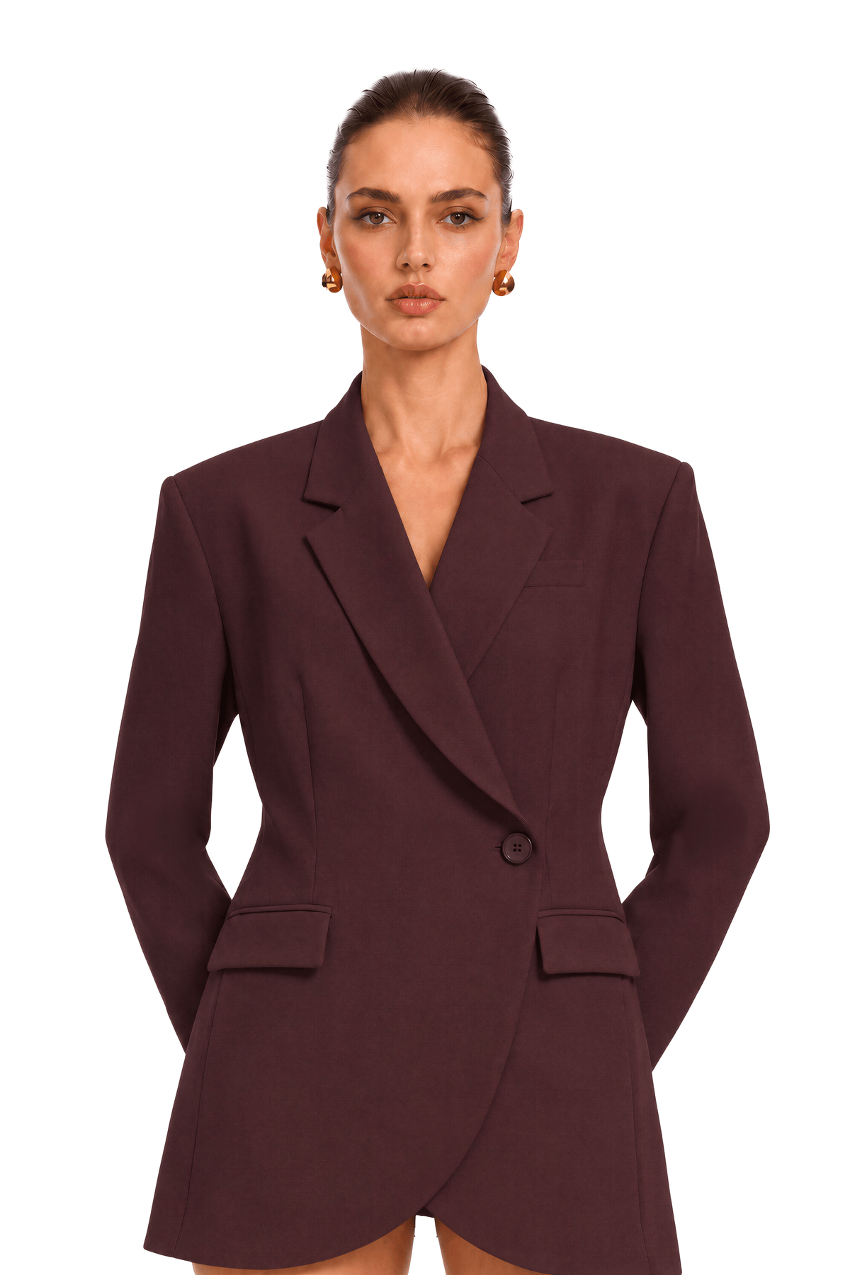 Seyran Yapısal Blazer Mini Elbise Bordo