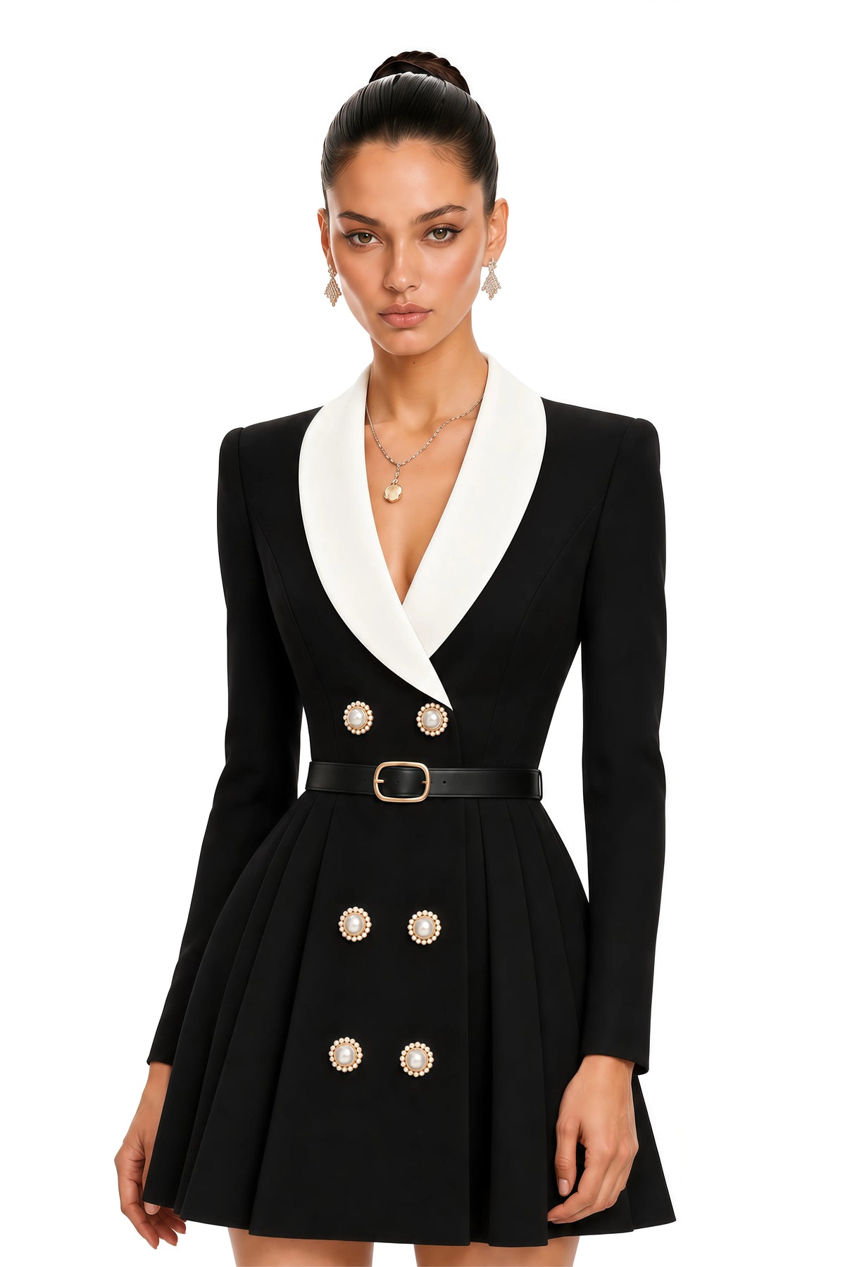 Sianna Kruvaze Mini Blazer Elbise Siyah