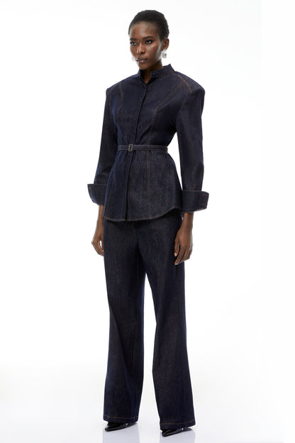 Thaddeus Kemerli Blazer Ve Pantolon Takımı Mavi