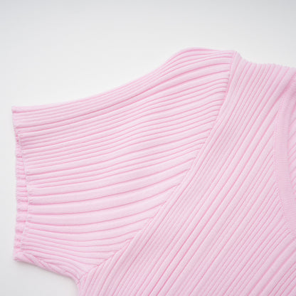 Thalya Dantel Detaylı Örme Midi Elbise Pembe