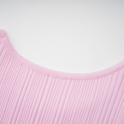 Thalya Dantel Detaylı Örme Midi Elbise Pembe