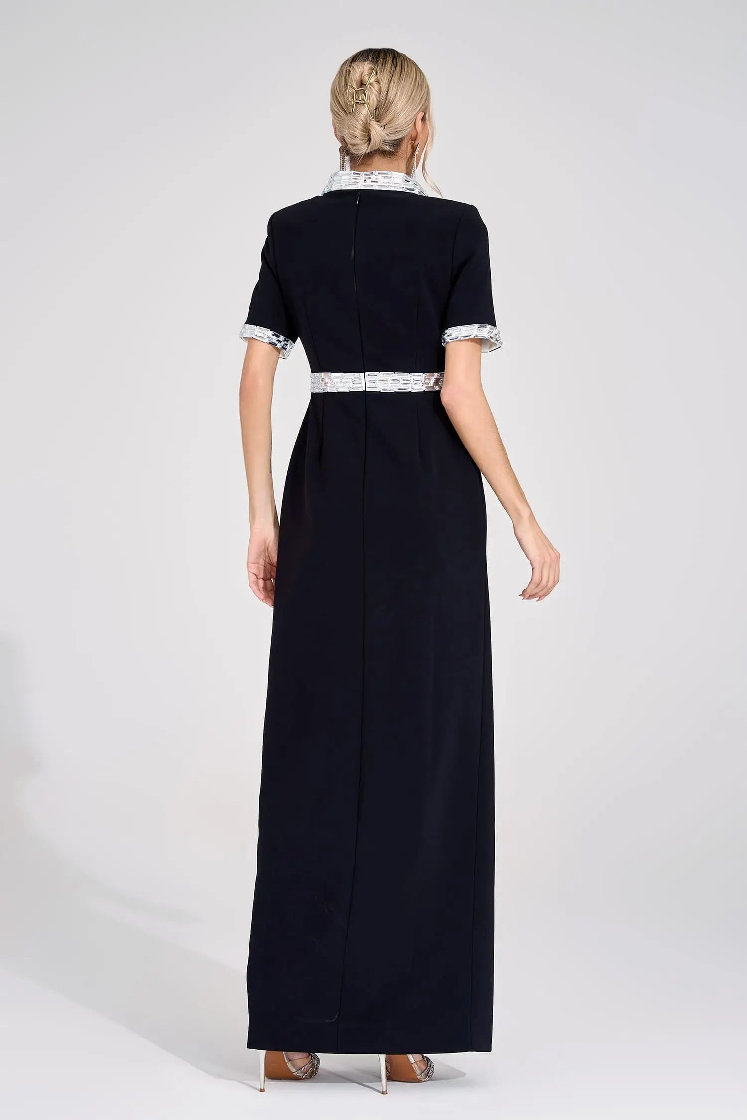 Theodora Siyah Elmas Maxi Elbise