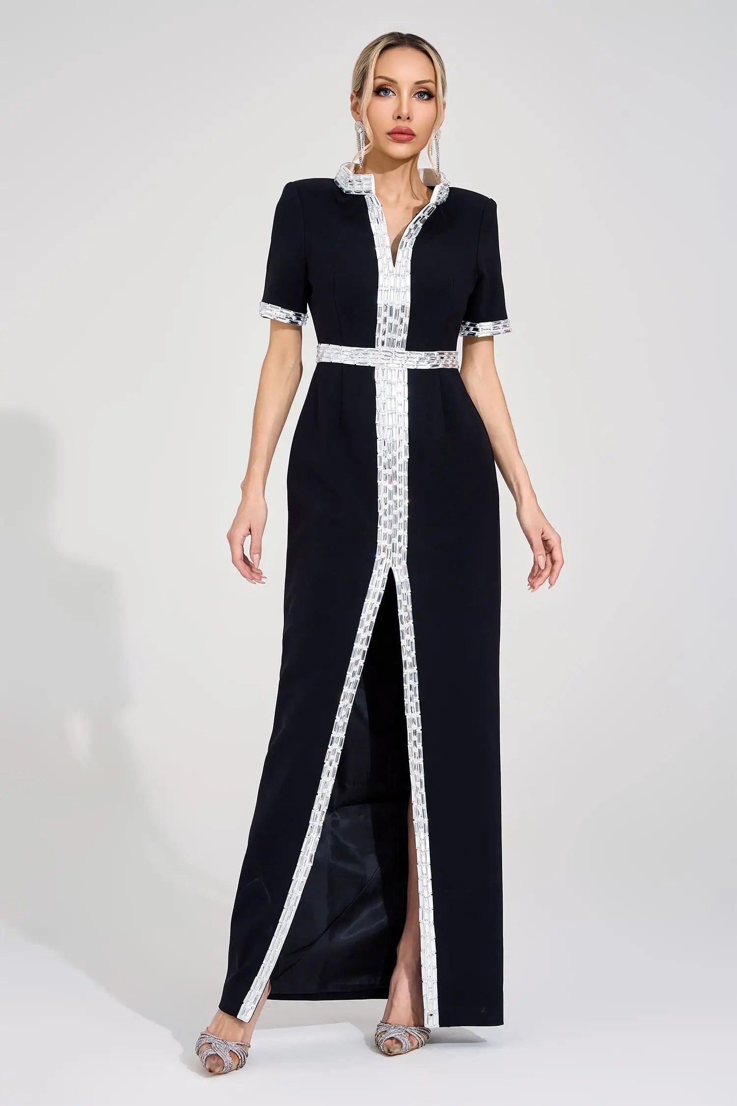 Theodora Siyah Elmas Maxi Elbise