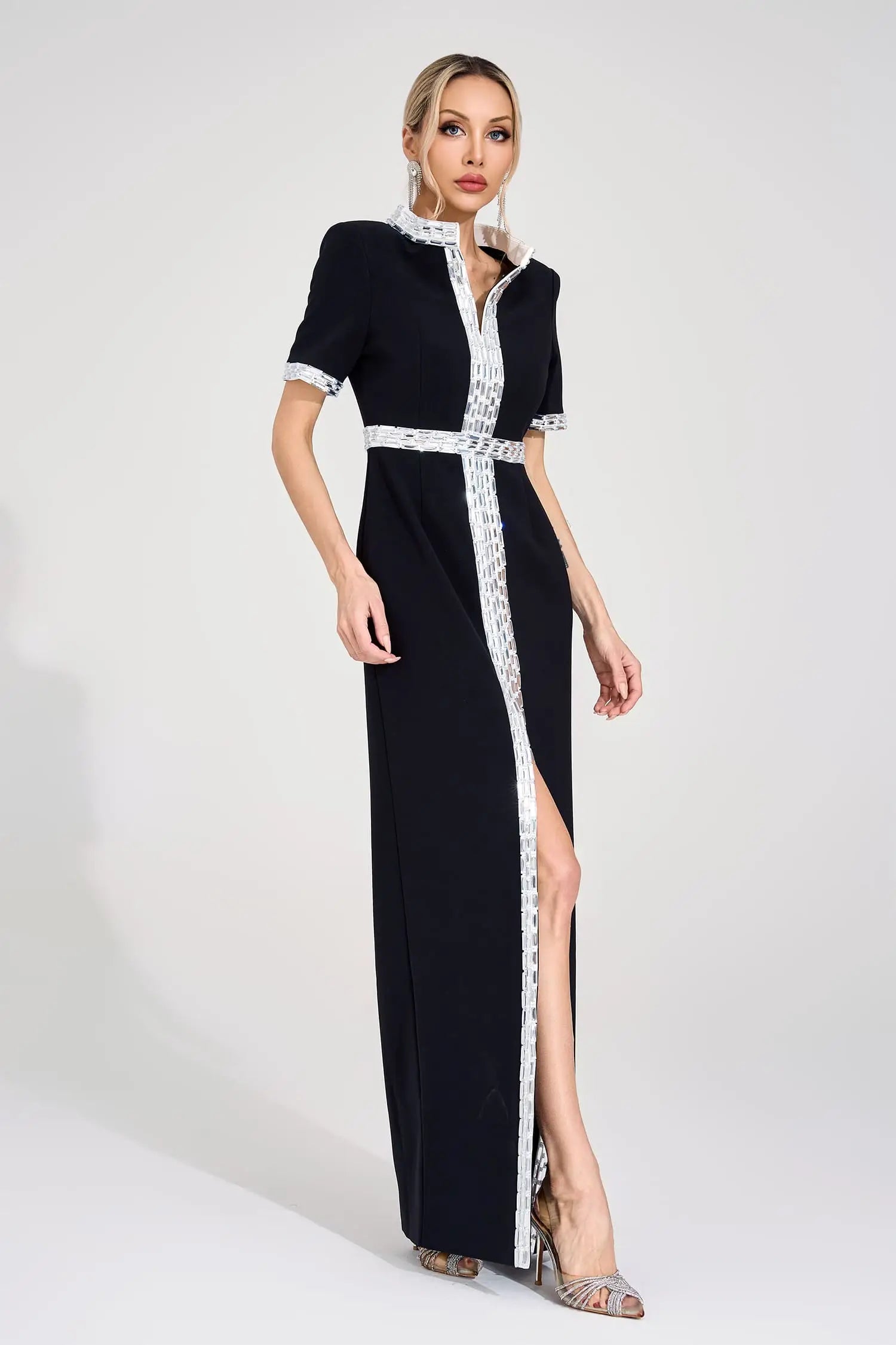 Theodora Siyah Elmas Maxi Elbise