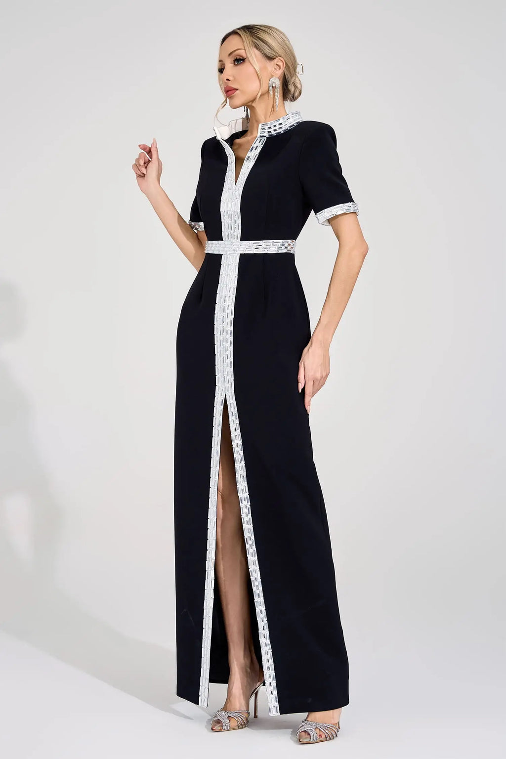 Theodora Siyah Elmas Maxi Elbise