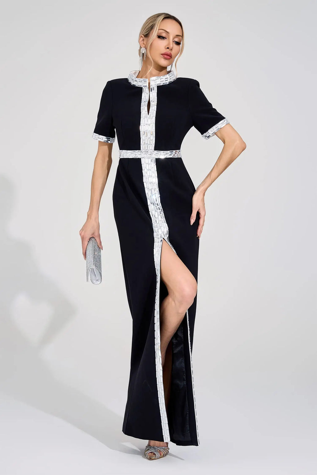 Theodora Siyah Elmas Maxi Elbise