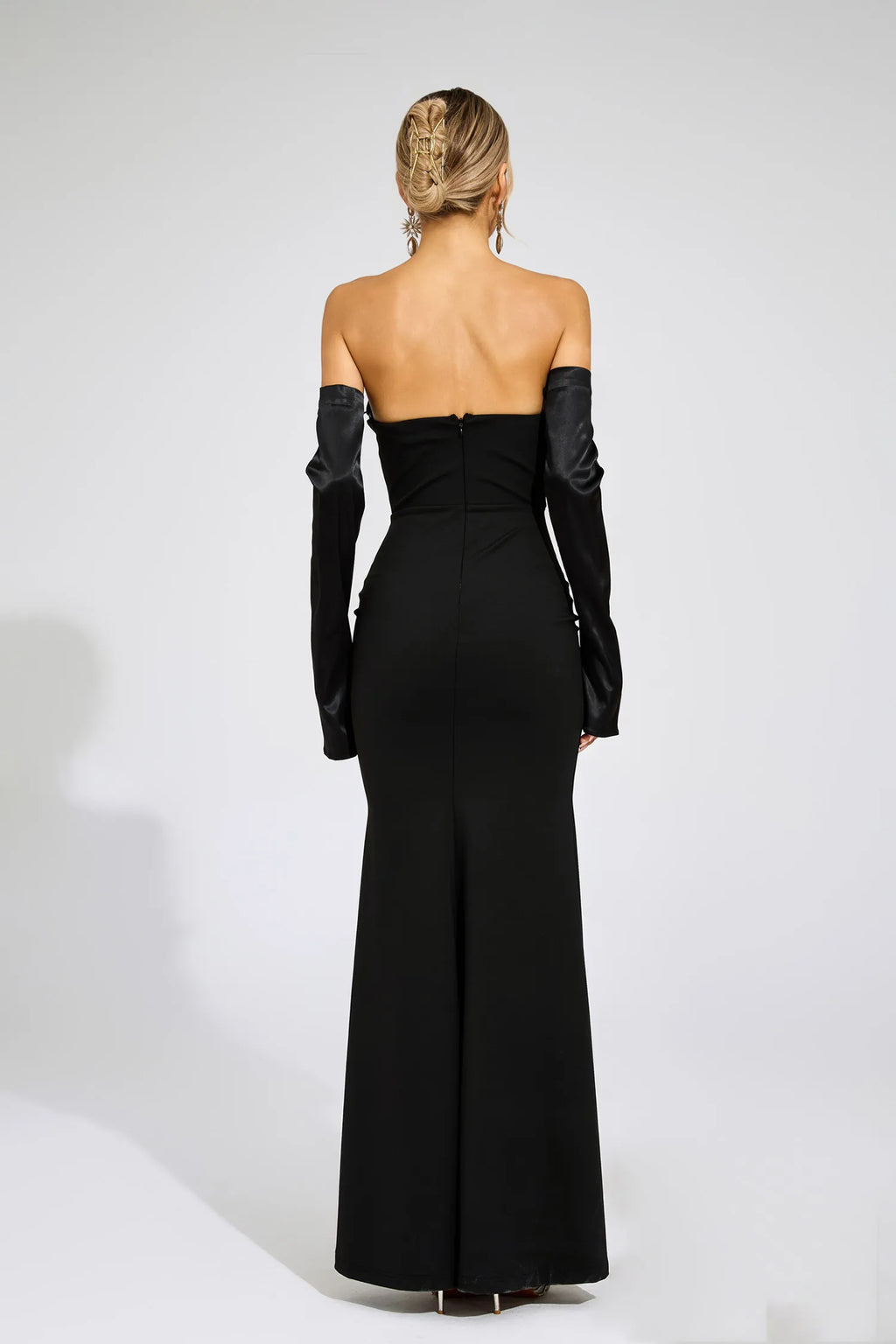 Sidonie Siyah Off Shoulder Bandaj Maxi Elbise