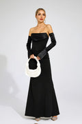 Sidonie Siyah Off Shoulder Bandaj Maxi Elbise