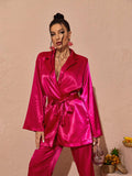 Zariyah Saten Blazer Sıcak Pembe