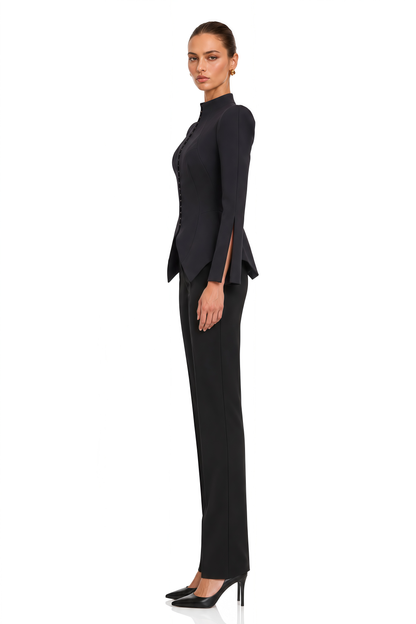 Zeeva Dik Yaka Vatkalı Blazer Ceket Siyah
