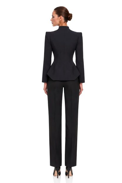 Zeeva Dik Yaka Vatkalı Blazer Ceket Siyah