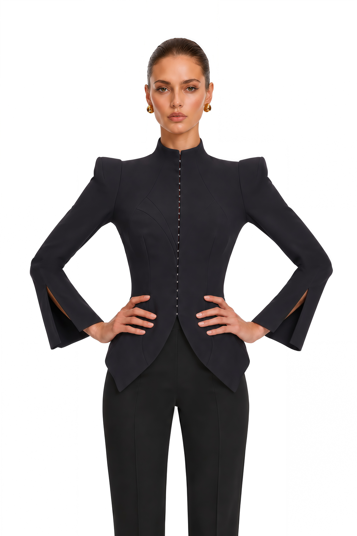 Zeeva Dik Yaka Vatkalı Blazer Ceket Siyah