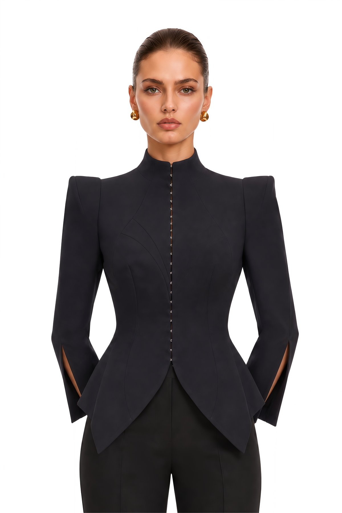 Zeeva Dik Yaka Vatkalı Blazer Ceket Siyah