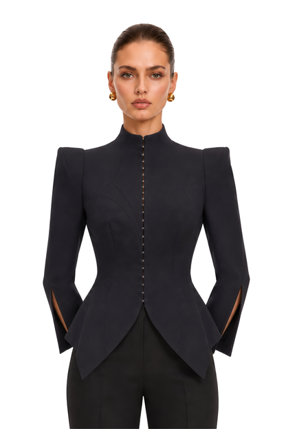 Zeeva Dik Yaka Vatkalı Blazer Ceket Siyah
