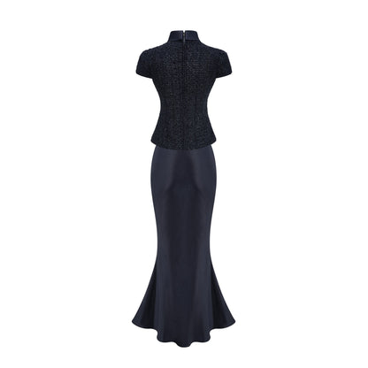 Josette Peplum Detaylı Panelli Maksi Elbise Mavi