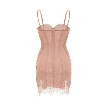 Coline Büstiyer Tarzı Mini Elbise Pembe