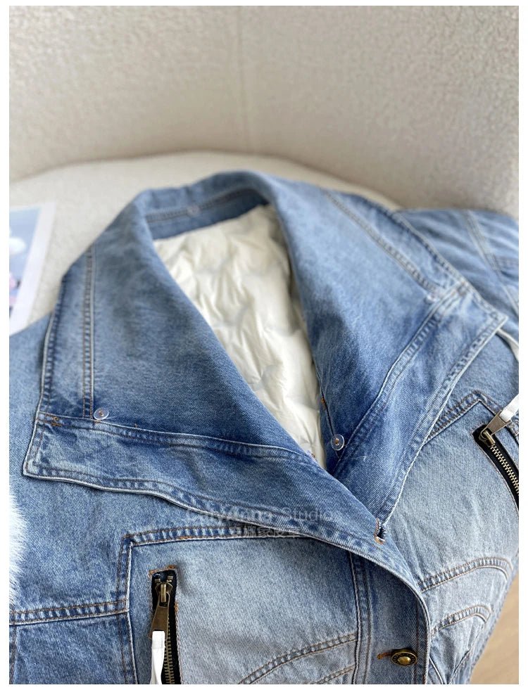 Kadın Suni Kürk İnce Denim Ceket