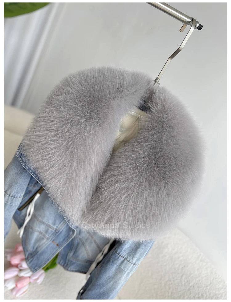 Kadın Suni Kürk İnce Denim Ceket