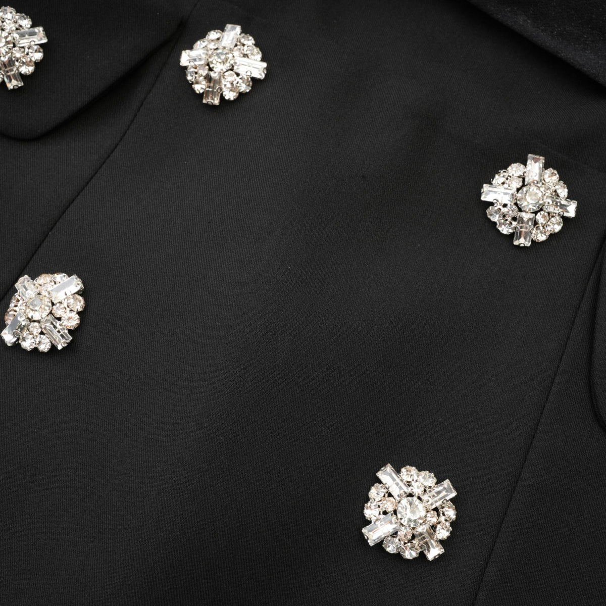 Mealla Kristal Düğmeli Kloş Mini Elbise Siyah