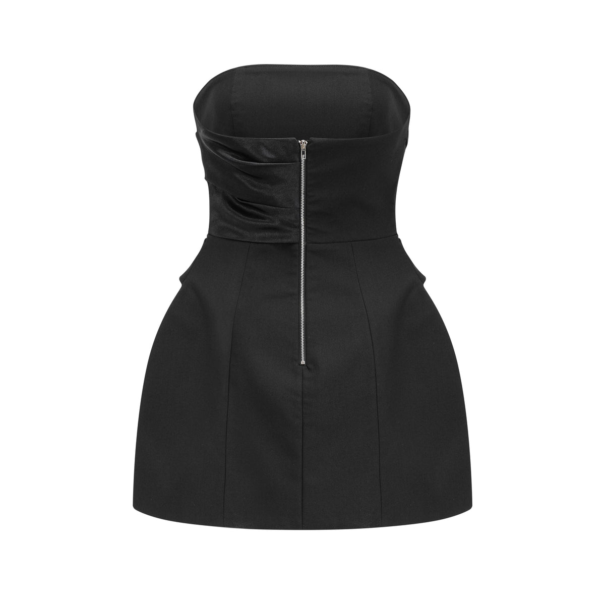 Mealla Kristal Düğmeli Kloş Mini Elbise Siyah